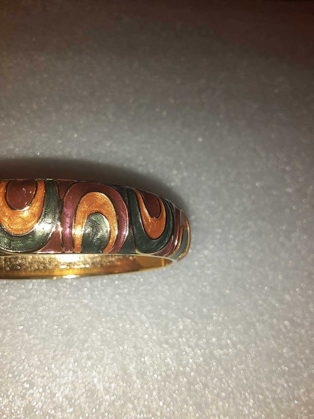 Gold-Tone Multicolor Enamel Wave Bangle Bracelet — Green, Orange, Maroon